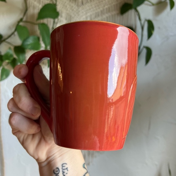 Cottagecore Owl Mug 🦉 Red & Tan Ceramic Coffee Cup by Elite Couture 🌿 Boho Cozy - Picture 4 of 8